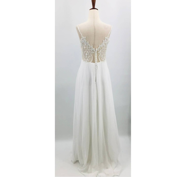 LULU'S SZ L Romantic Ways White Lace Button Back Bridal Maxi Dress NEW B131 - Picture 4 of 11